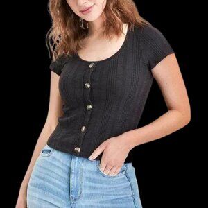 American Eagle Scoop Neck Button-Front Top